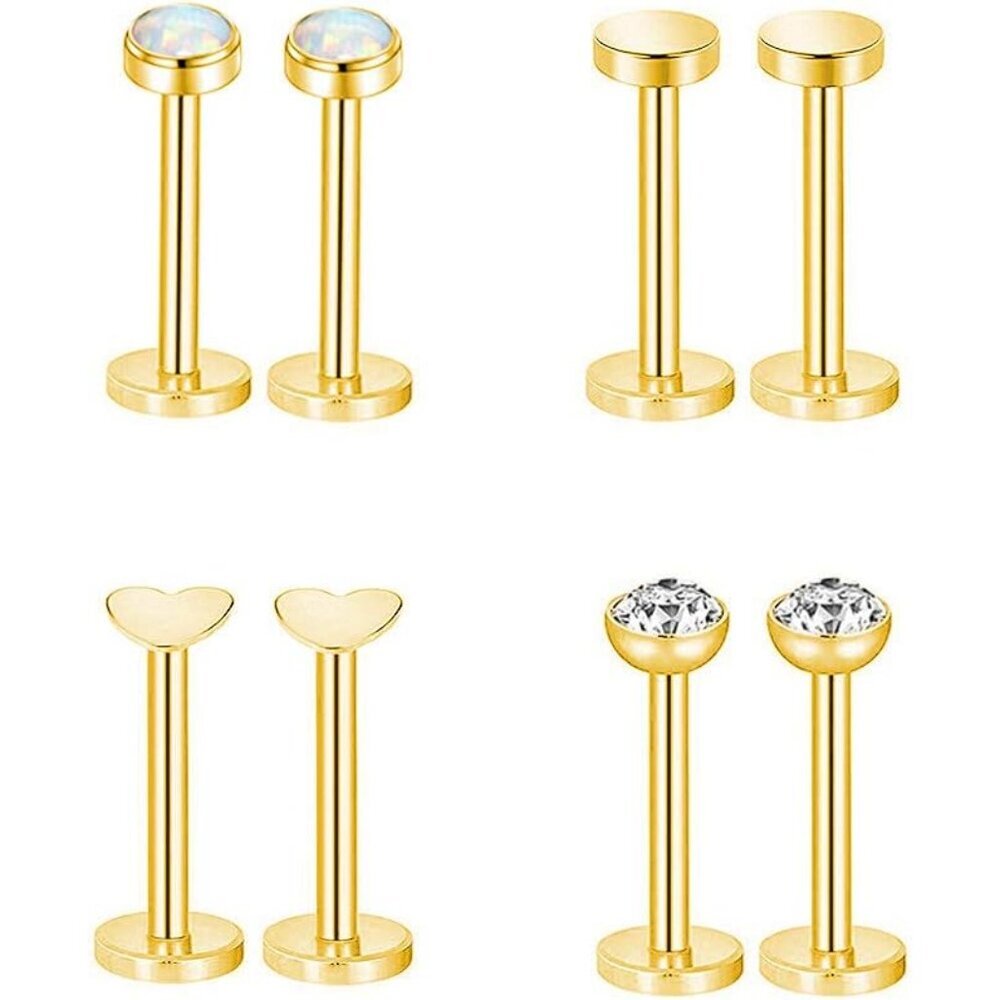 Hypoallergenic 316L Labret Lip Ring Studs - Made for Comfort and Style - 4 Pack